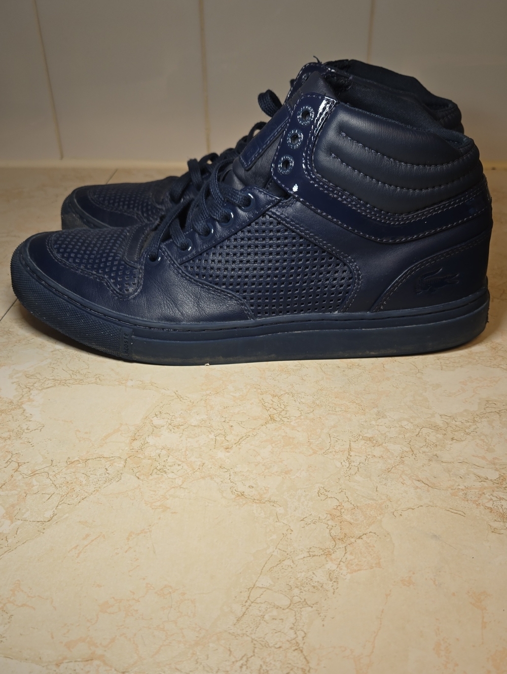 Lacoste Stealth Cadmus Navy High-Top Leather Sneakers
